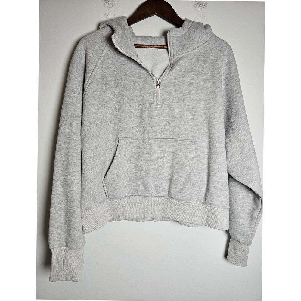 Athleisure Michelle Mae Quarter Zip Hoodie Womens XL Gray Cropped Fleece Top